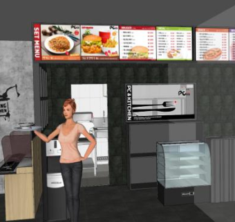 电脑咖啡馆SU模型下载_sketchup草图大师SKP模型