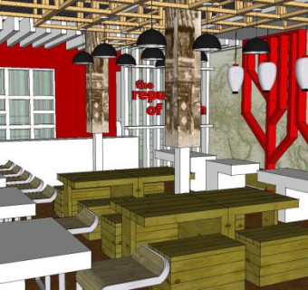 现代风格咖啡馆SU模型下载_sketchup草图大师SKP模型