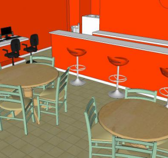 现代简易咖啡厅SU模型下载_sketchup草图大师SKP模型