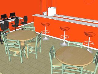 现代简易咖啡厅SU模型下载_sketchup草图大师SKP模型