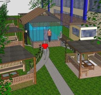 户外休闲咖啡馆SU模型下载_sketchup草图大师SKP模型