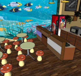 儿童咖啡馆SU模型下载_sketchup草图大师SKP模型