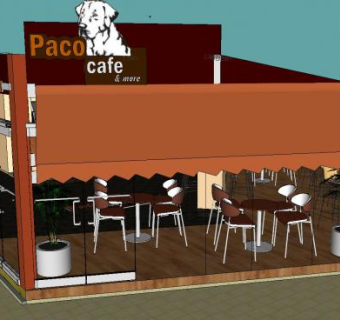 砖红色咖啡店SU模型下载_sketchup草图大师SKP模型