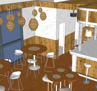 酒吧咖啡馆SU模型下载_sketchup草图大师SKP模型