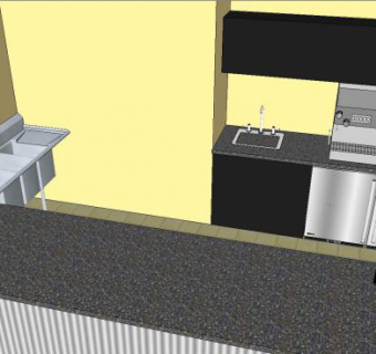 转角吧台咖啡吧SU模型下载_sketchup草图大师SKP模型