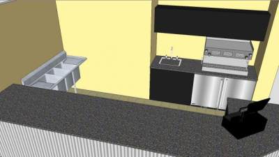 转角吧台咖啡吧SU模型下载_sketchup草图大师SKP模型