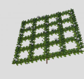 方格子上的开花藤蔓SU模型下载_sketchup草图大师SKP模型