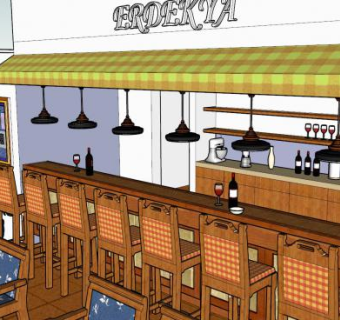 咖啡吧餐厅装饰SU模型下载_sketchup草图大师SKP模型