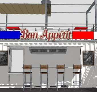 集装箱咖啡吧SU模型下载_sketchup草图大师SKP模型