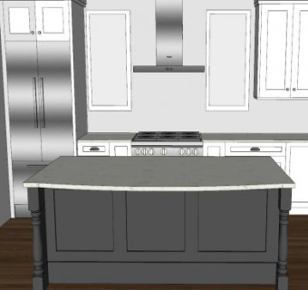 传统白灰色厨房SU模型下载_sketchup草图大师SKP模型