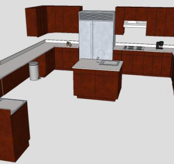 家庭式厨房SU模型下载_sketchup草图大师SKP模型