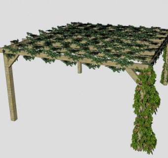 木棚架藤蔓SU模型下载_sketchup草图大师SKP模型