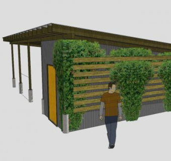 车棚墙上的藤蔓植物SU模型下载_sketchup草图大师SKP模型