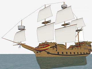 帆船和船内部细节SU模型_su模型下载 草图大师模型_SKP...