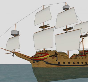 帆船和船内部细节SU模型_su模型下载 草图大师模型_SKP模型