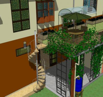 屋顶花园植物别墅SU模型下载_sketchup草图大师SKP模型