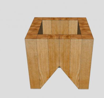 方形铁架木花盆SU模型下载_sketchup草图大师SKP模型