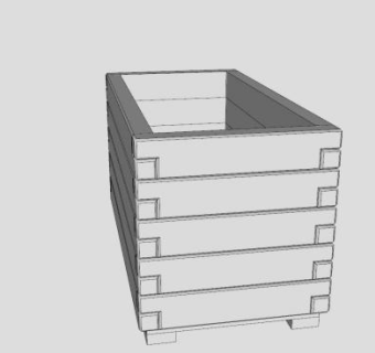 长方形木花盆SU模型下载_sketchup草图大师SKP模型