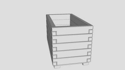 长方形木花盆SU模型下载_sketchup草图大师SKP模型