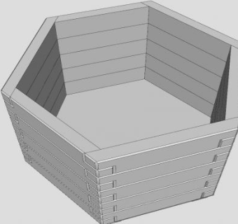六边形木花盆SU模型下载_sketchup草图大师SKP模型