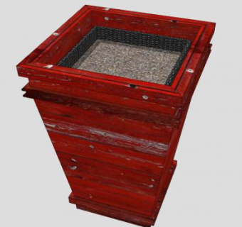 倒棱台红木花盆SU模型下载_sketchup草图大师SKP模型