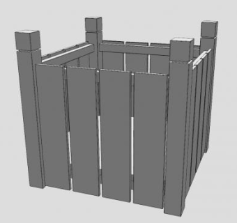 木制方形花盆SU模型下载_sketchup草图大师SKP模型
