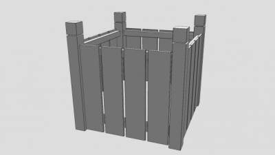 木制方形花盆SU模型下载_sketchup草图大师SKP模型