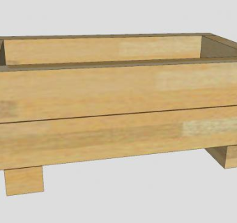 木制长型花盆花架SU模型下载_sketchup草图大师SKP模型