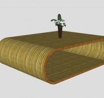 现代木桌上的花瓶SU模型下载_sketchup草图大师SKP模型