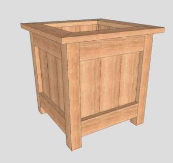 木材方形花盆花架SU模型下载_sketchup草图大师SKP模型