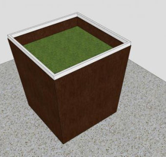 现代木花盆SU模型下载_sketchup草图大师SKP模型