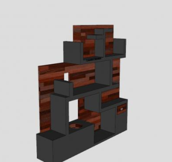 现代壁柜盆栽摆放架SU模型下载_sketchup草图大师SKP模型