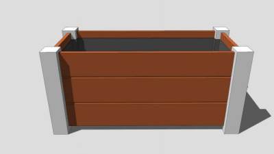 室外木制花盆播种盆SU模型下载_sketchup草图大师SKP模型