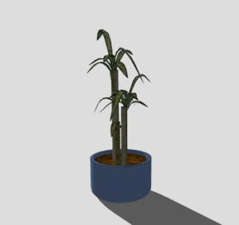 室内竹子植物圆形盆栽SU模型下载_sketchup草图大师SKP模型