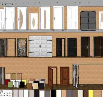现代家具五金材门窗合集SU模型下载_sketchup草图大师SKP模型