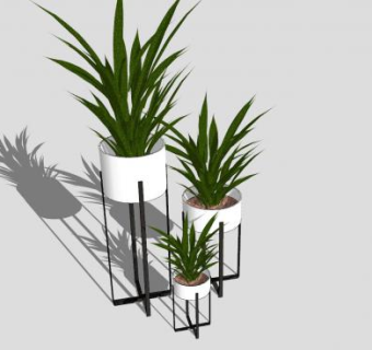 高脚花盆盆栽SU模型下载_sketchup草图大师SKP模型