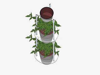 室内花园悬吊花盆豆荚植物SU模型下载_sketchup草图大师SKP模型