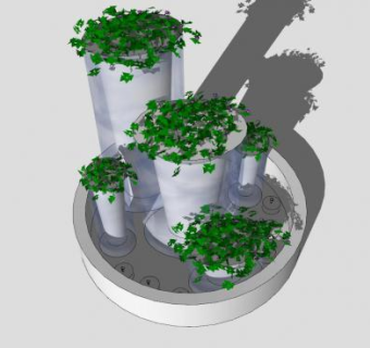 室内植物花盆喷泉SU模型下载_sketchup草图大师SKP模型