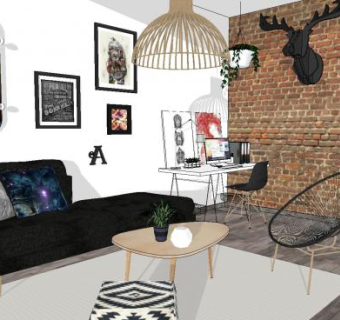 现代家居客厅SU模型下载_sketchup草图大师SKP模型