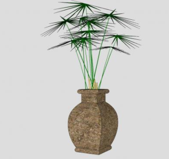 石材花盆植物盆栽SU模型下载_sketchup草图大师SKP模型
