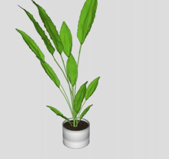 落地花盆植物盆栽SU模型下载_sketchup草图大师SKP模型