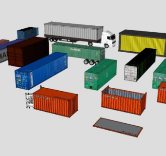 集装箱汇总SU模型_su模型下载 草图大师模型_SKP模型