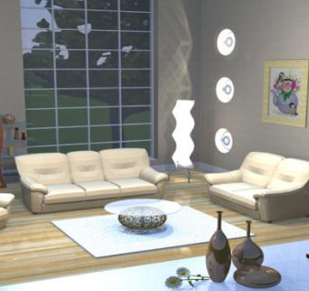 现代家居室内客厅SU模型下载_sketchup草图大师SKP模型