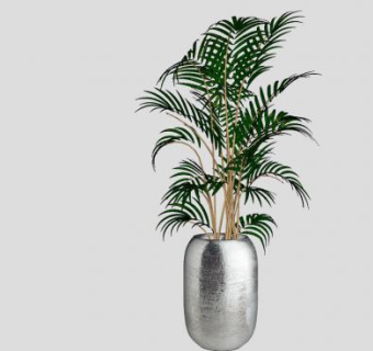 金属花盆观叶植物SU模型下载_sketchup草图大师SKP模型