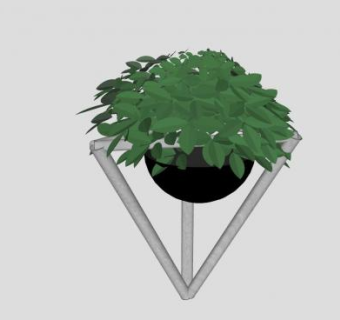 挂壁角落花盆架植物SU模型下载_sketchup草图大师SKP模型