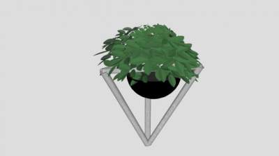 挂壁角落花盆架植物SU模型下载_sketchup草图大师SKP模型