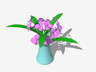 紫色花卉插花花瓶SU模型下载_sketchup草图大师SKP模型