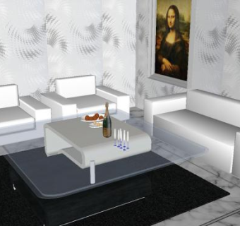 现代沙发办公客厅SU模型下载_sketchup草图大师SKP模型