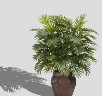 仿古釉陶盆盆栽植物SU模型下载_sketchup草图大师SKP模型