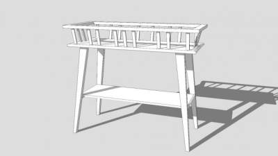 木制高脚双层花架SU模型下载_sketchup草图大师SKP模型